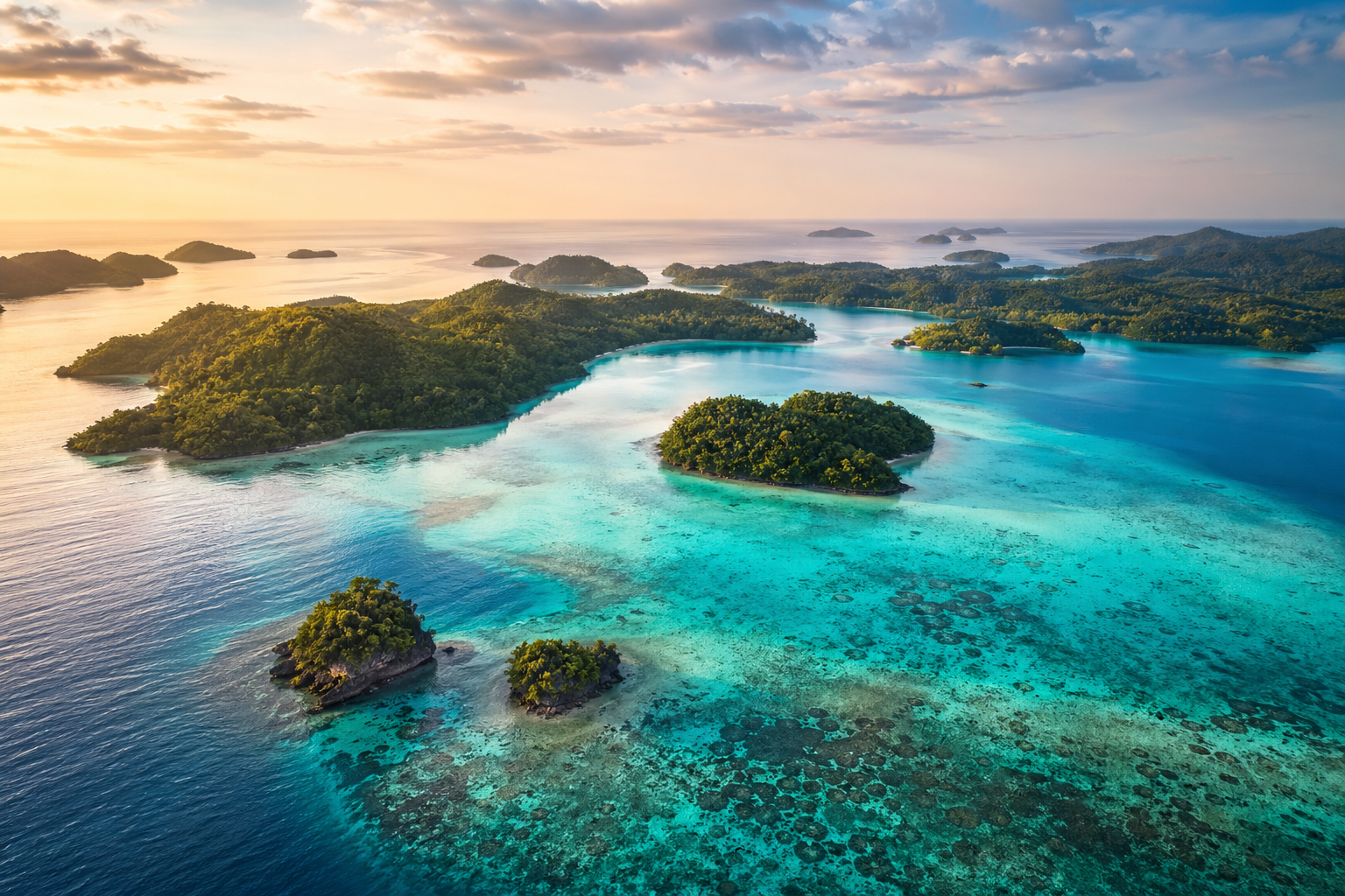 Tropische Lagune und Koralleninseln als Metapher für Mehrländer-eSIM zwischen Palau und Mikronesien 2026